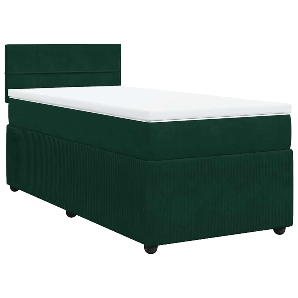 Boxspring met matras fluweel donkergroen 80x200 cm – afbeelding 2