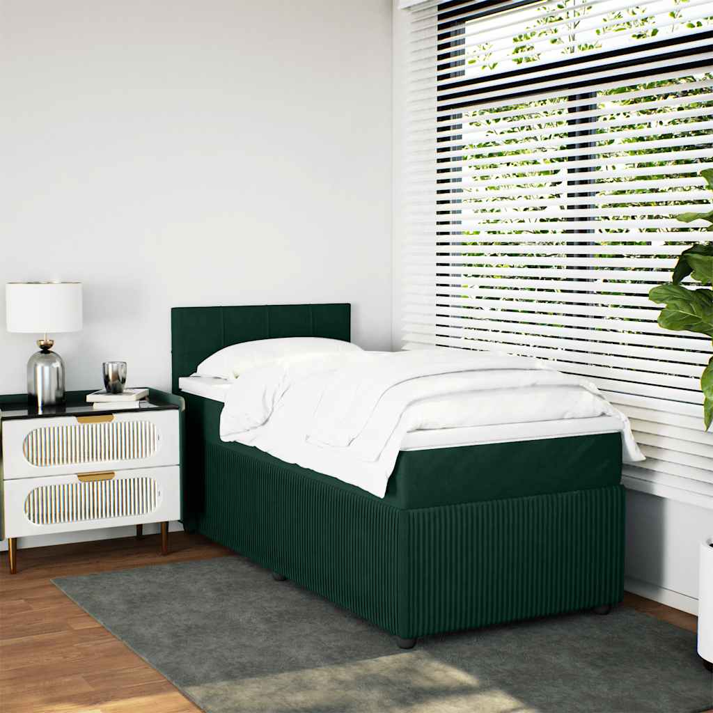 Boxspring met matras fluweel donkergroen 80x200 cm – afbeelding 3