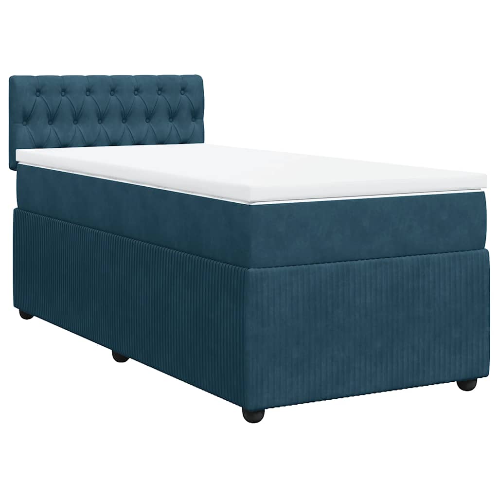 Boxspring met matras fluweel blauw 80x200 cm – afbeelding 2