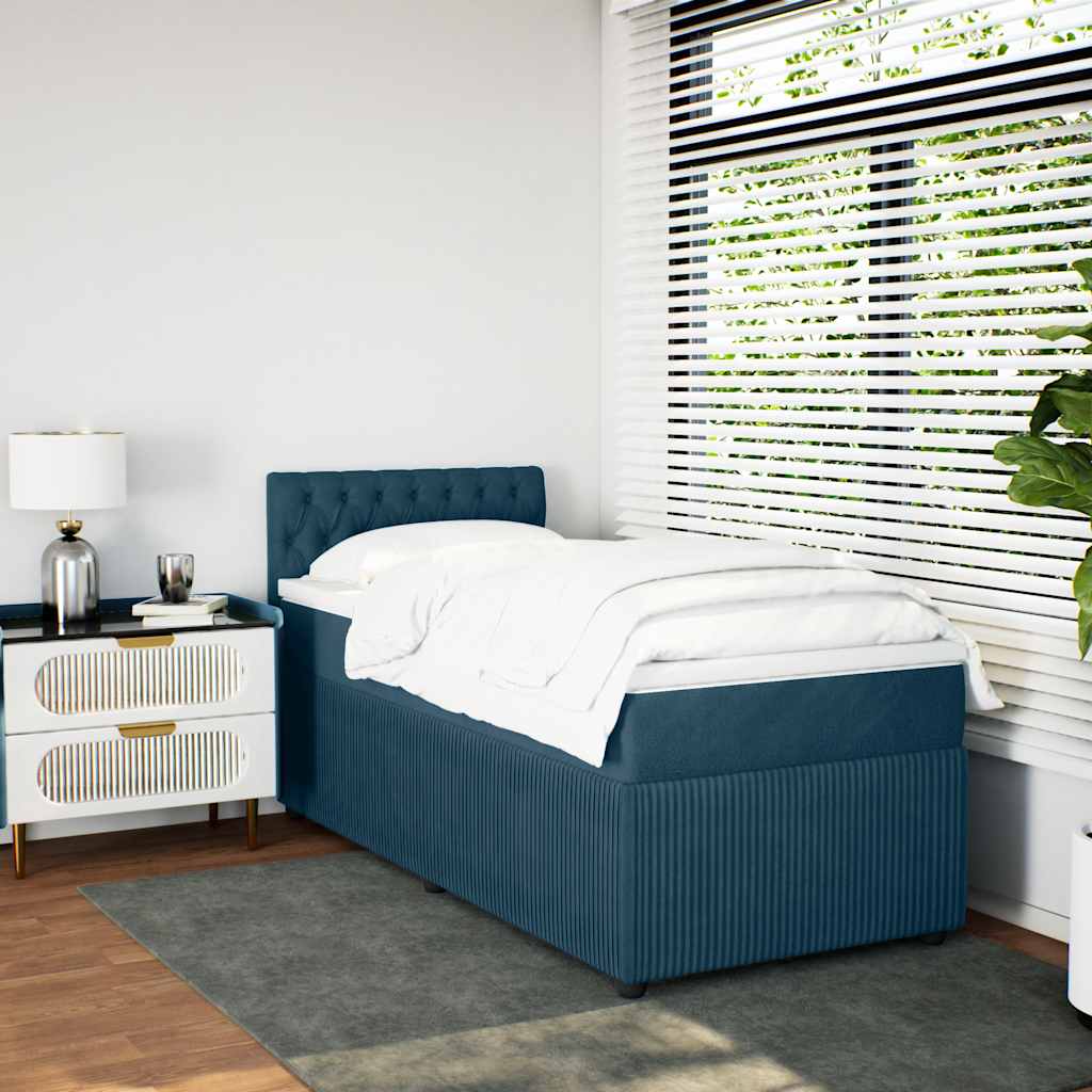 Boxspring met matras fluweel blauw 80x200 cm – afbeelding 3