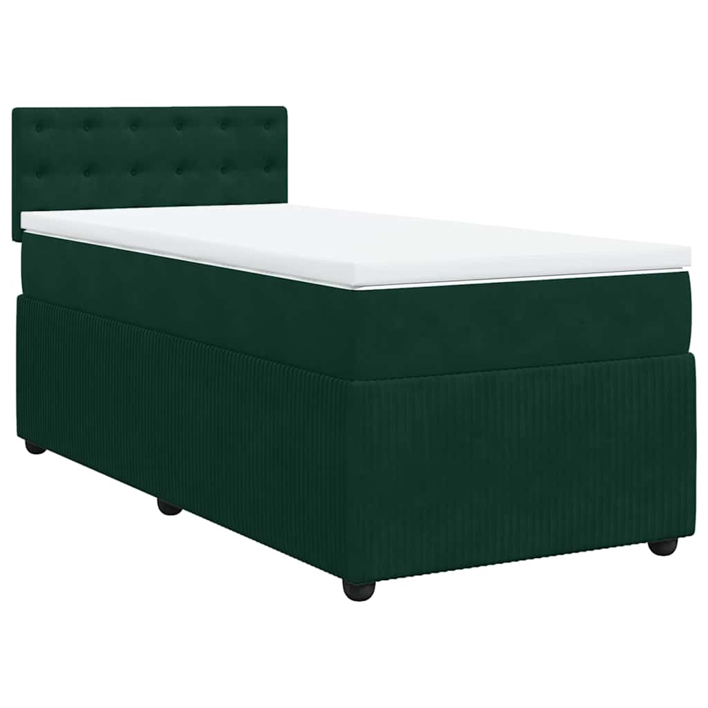 Boxspring met matras fluweel donkergroen 80x200 cm – afbeelding 2