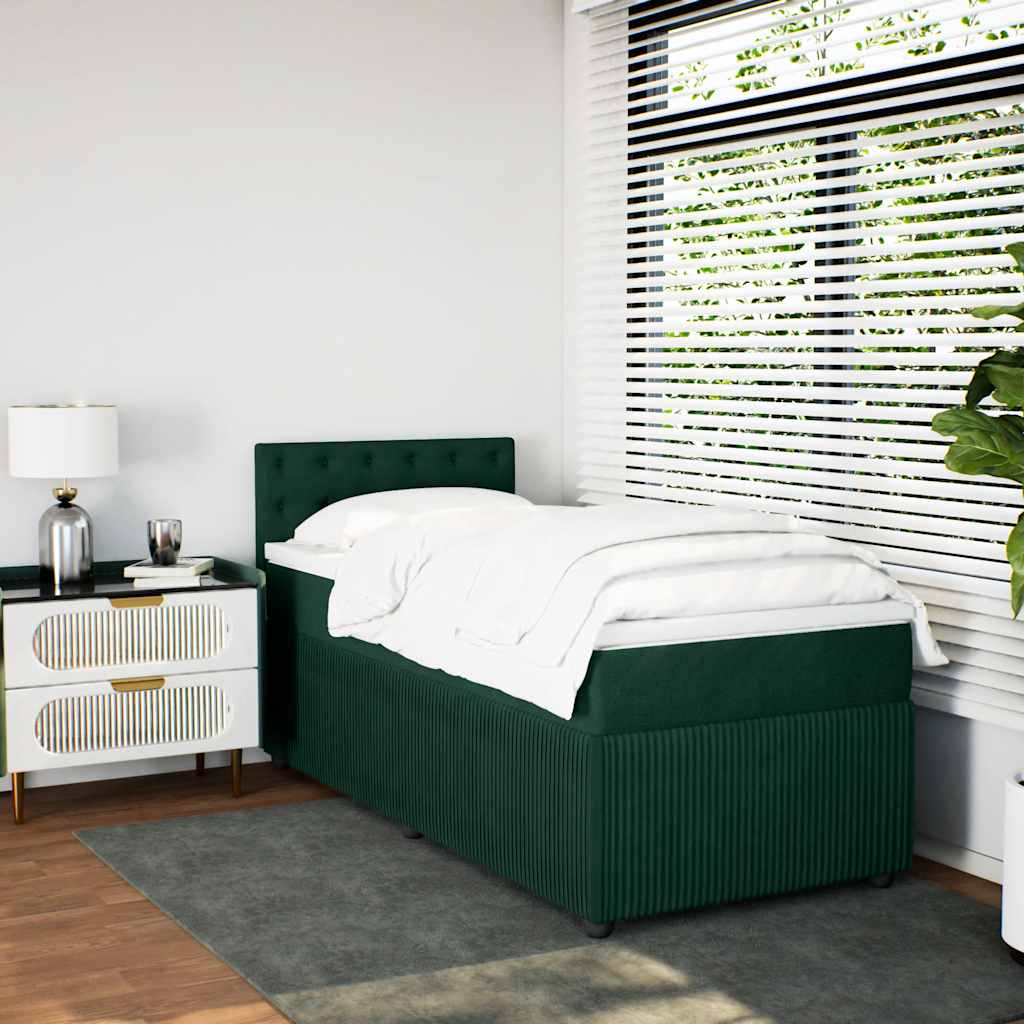 Boxspring met matras fluweel donkergroen 80x200 cm – afbeelding 3