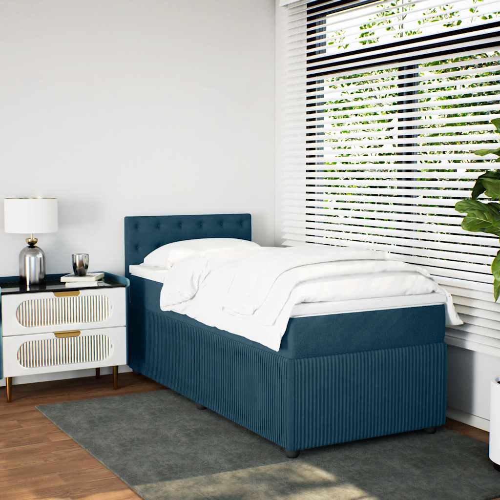 Boxspring met matras fluweel blauw 80x200 cm – afbeelding 3