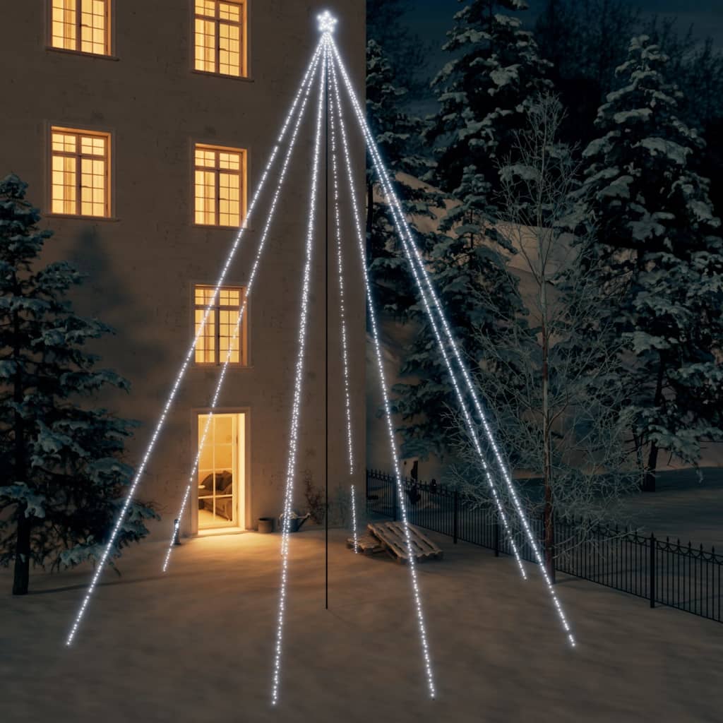 LED-kerstboom binnen buiten 1300 LEDs koud wit 8 m – afbeelding 1