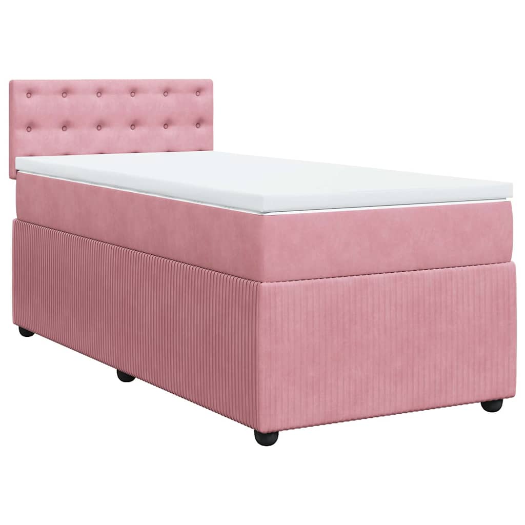 Boxspring met matras fluweel roze 90x190 cm – afbeelding 2