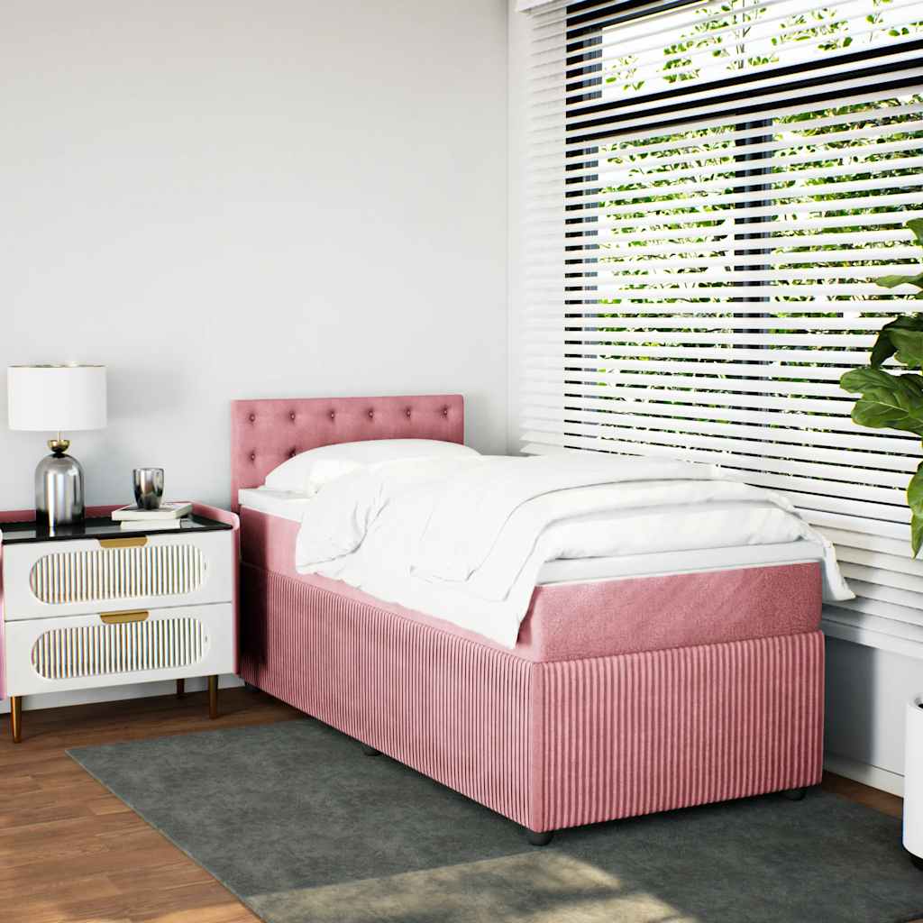 Boxspring met matras fluweel roze 90x190 cm – afbeelding 3