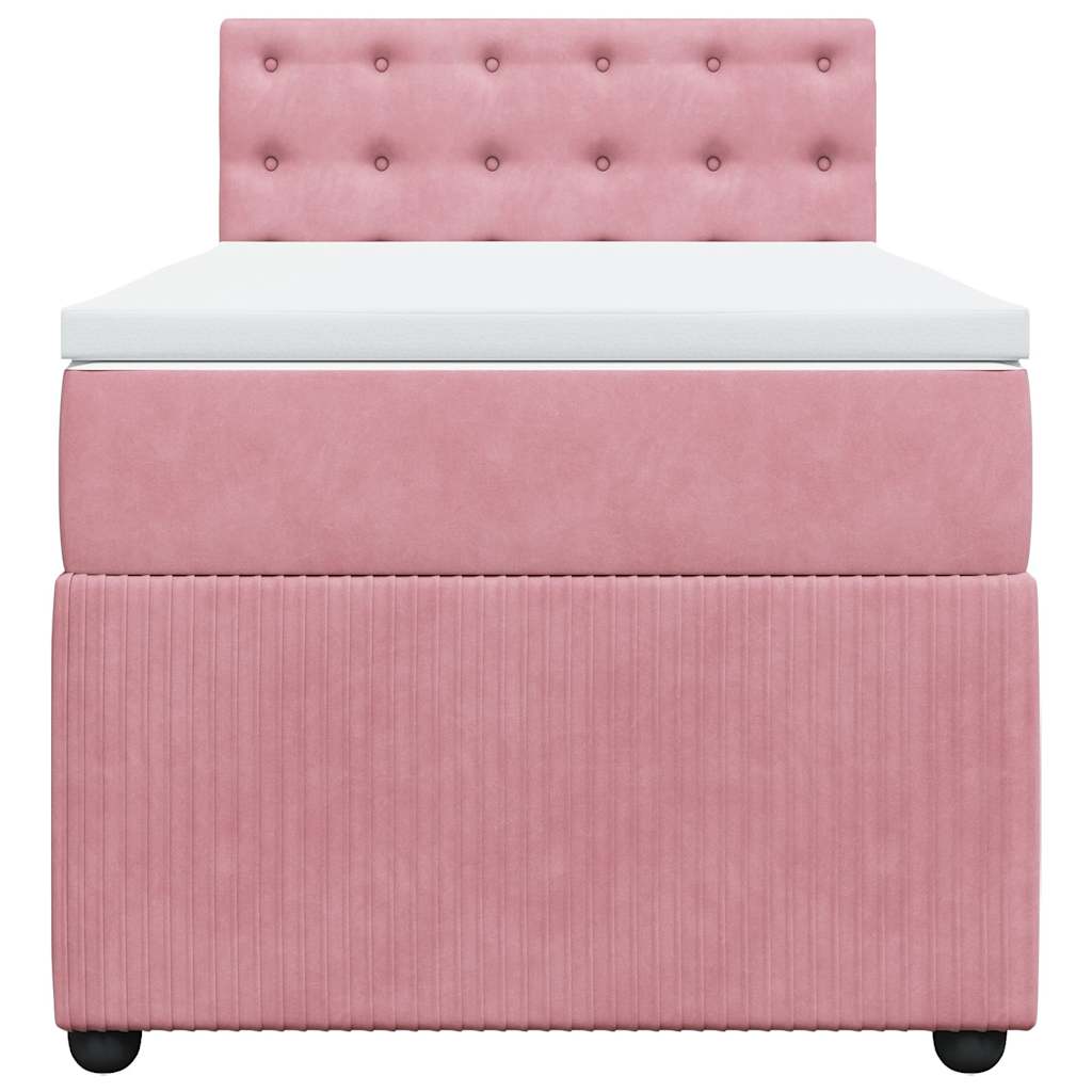 Boxspring met matras fluweel roze 90x190 cm – afbeelding 4