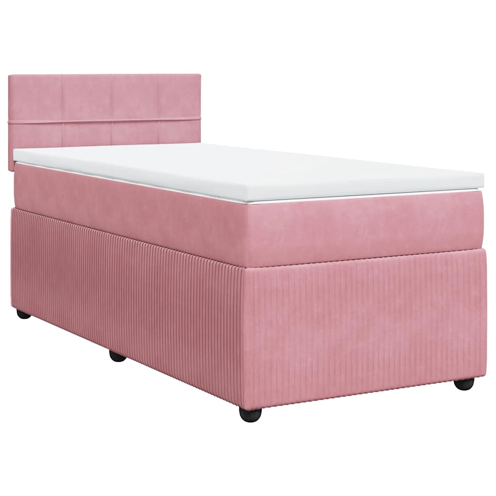 Boxspring met matras fluweel roze 90x190 cm – afbeelding 2