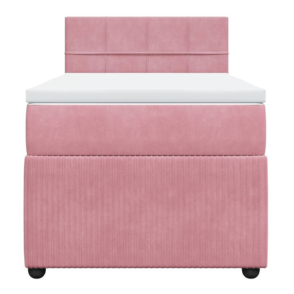 Boxspring met matras fluweel roze 90x190 cm – afbeelding 4