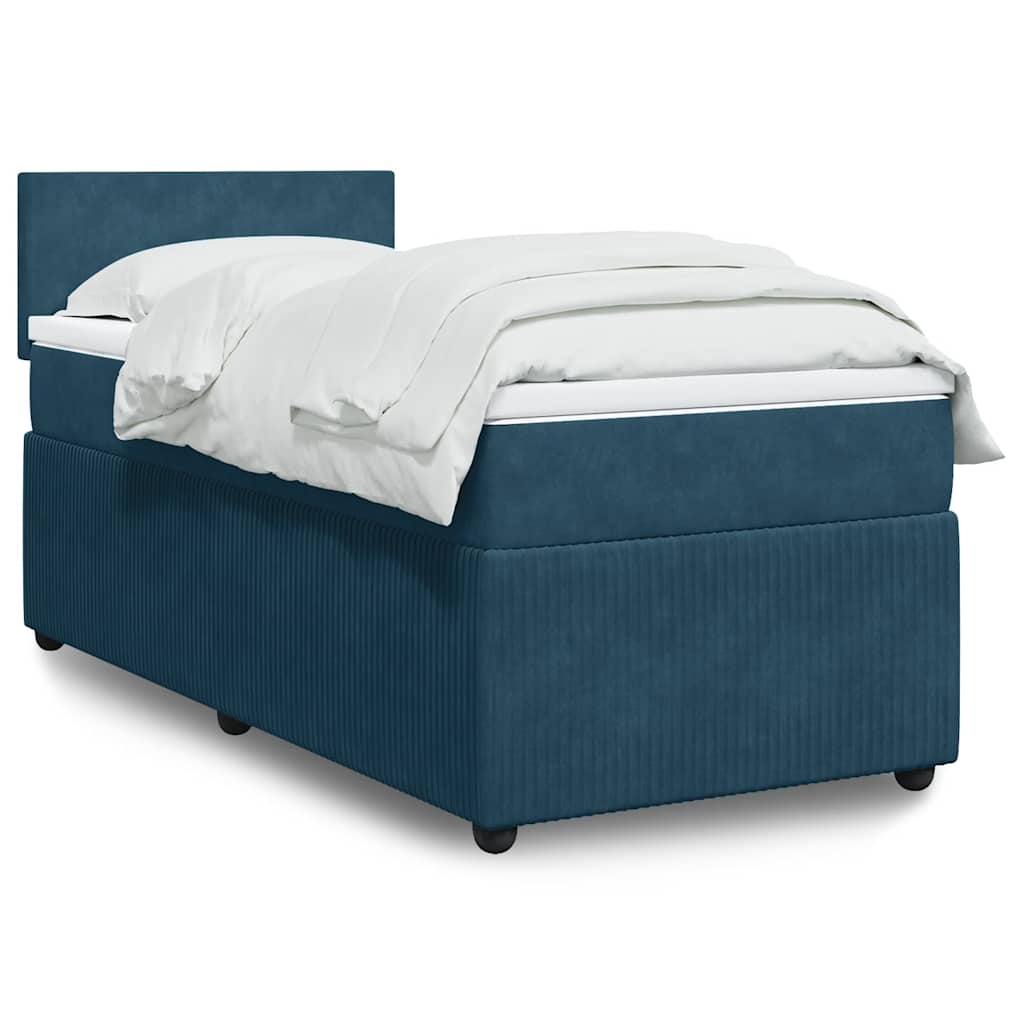 Boxspring met matras fluweel blauw 90x200 cm – afbeelding 1