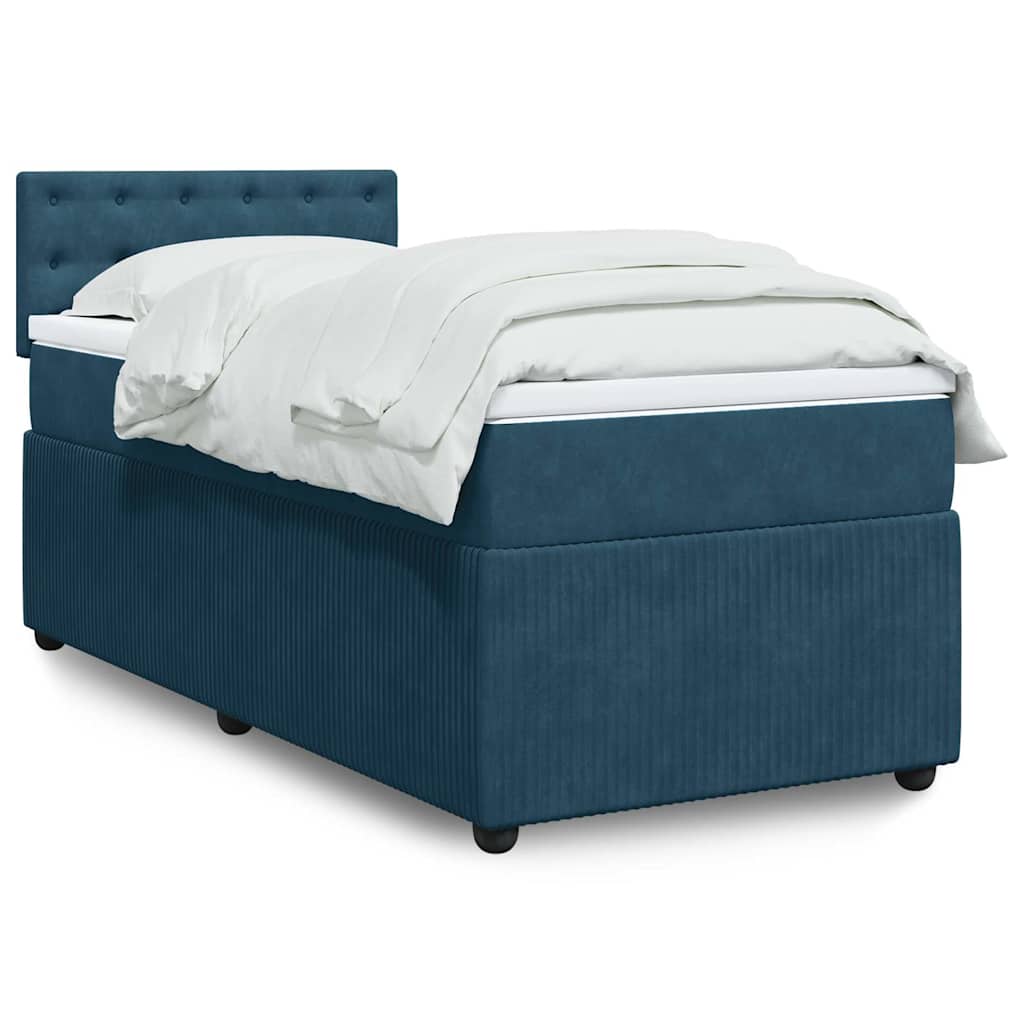 Boxspring met matras fluweel blauw 90x200 cm – afbeelding 1
