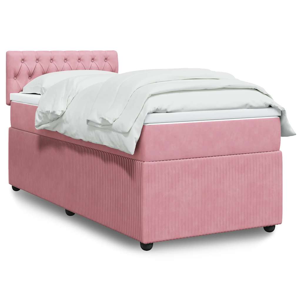 Boxspring met matras fluweel roze 90x200 cm – afbeelding 1