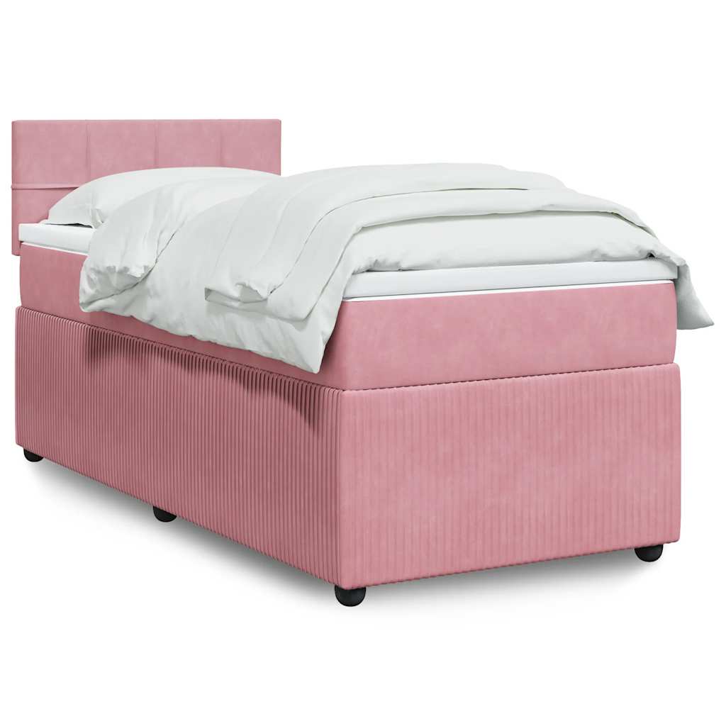 Boxspring met matras fluweel roze 90x200 cm – afbeelding 1