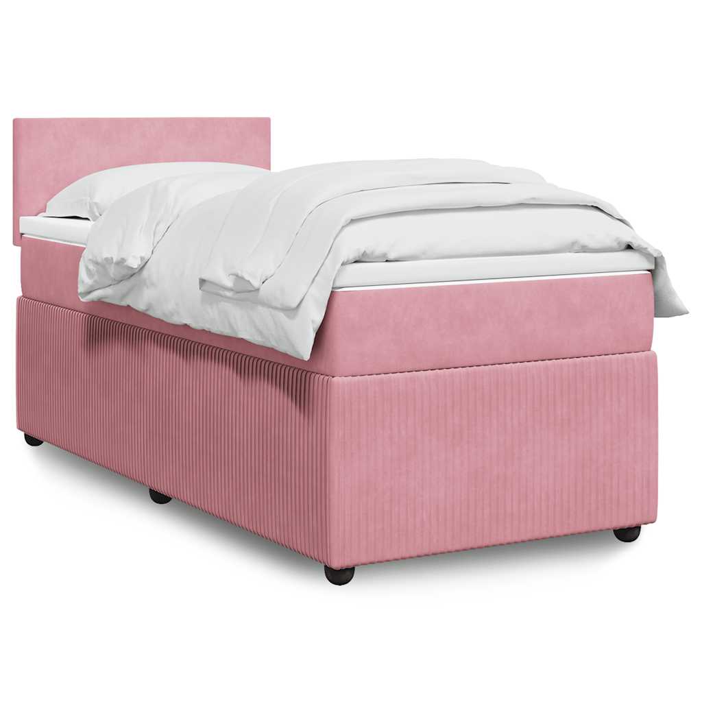 Boxspring met matras fluweel roze 100x200 cm – afbeelding 1