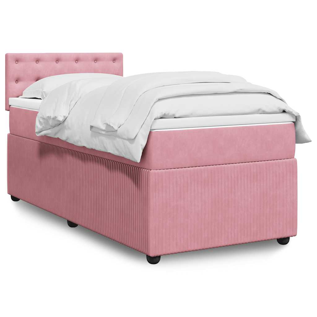 Boxspring met matras fluweel roze 100x200 cm – afbeelding 1