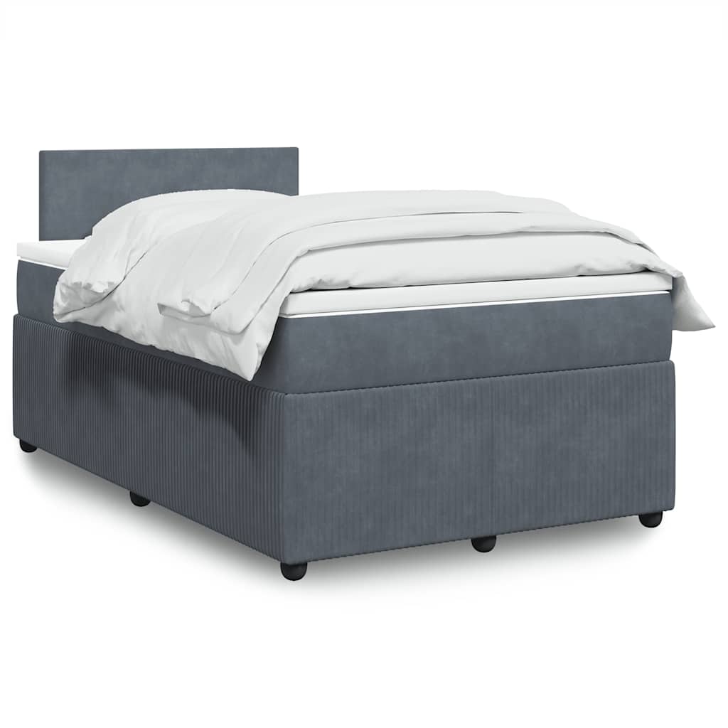 Boxspring met matras fluweel donkergrijs 120x190 cm – afbeelding 1