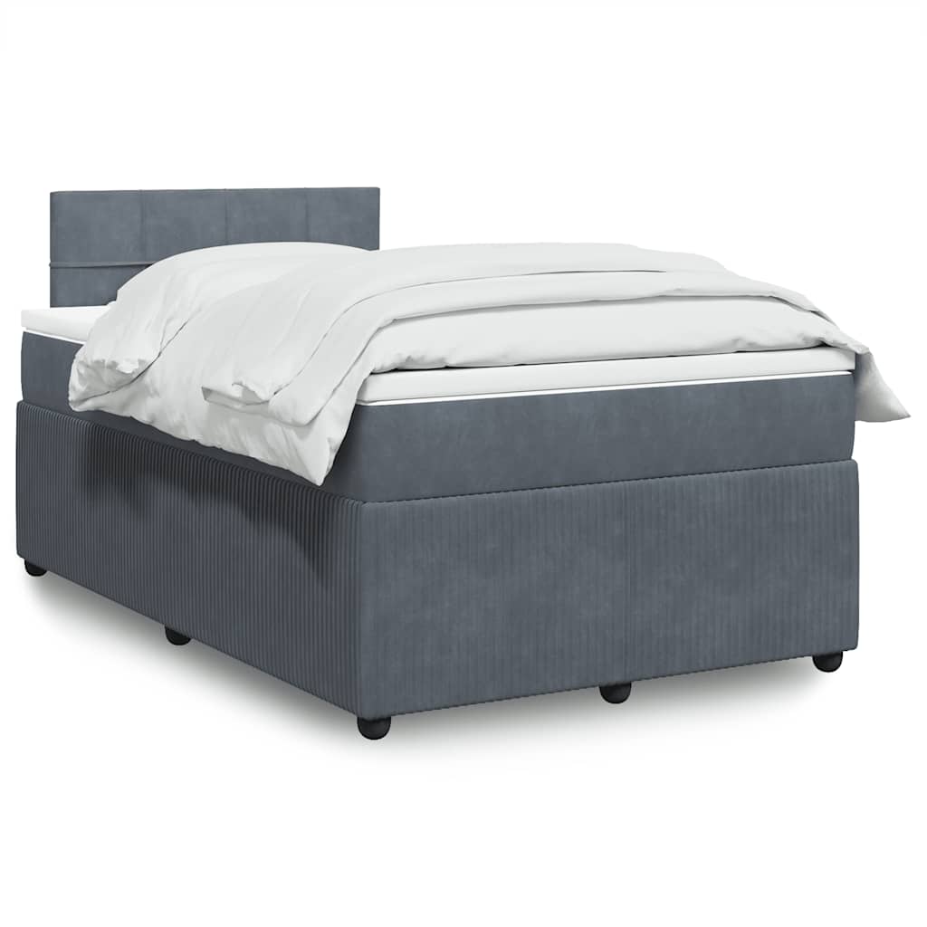 Boxspring met matras fluweel donkergrijs 120x190 cm – afbeelding 1