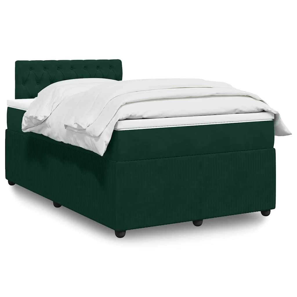 Boxspring met matras fluweel donkergroen 120x190 cm – afbeelding 1