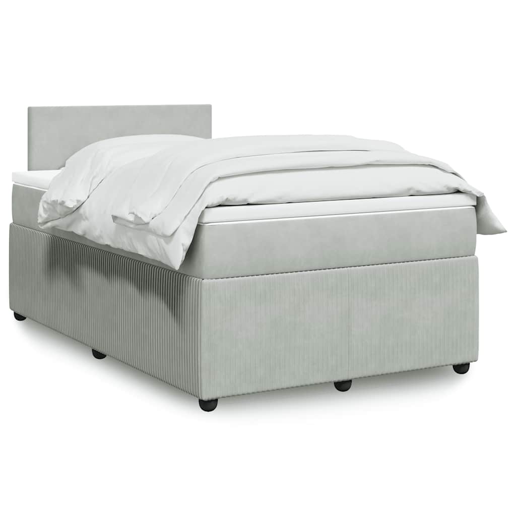 Boxspring met matras fluweel lichtgrijs 120x200 cm – afbeelding 1