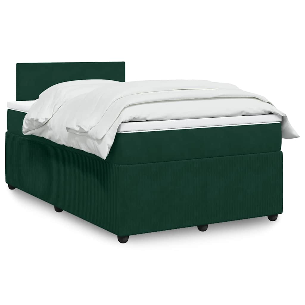 Boxspring met matras fluweel donkergroen 120x200 cm – afbeelding 1