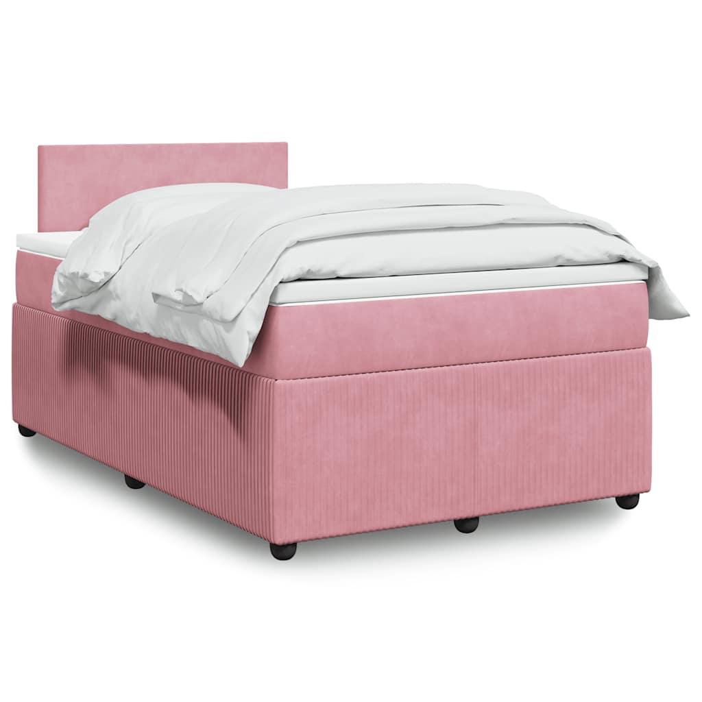 Boxspring met matras fluweel roze 120x200 cm – afbeelding 1