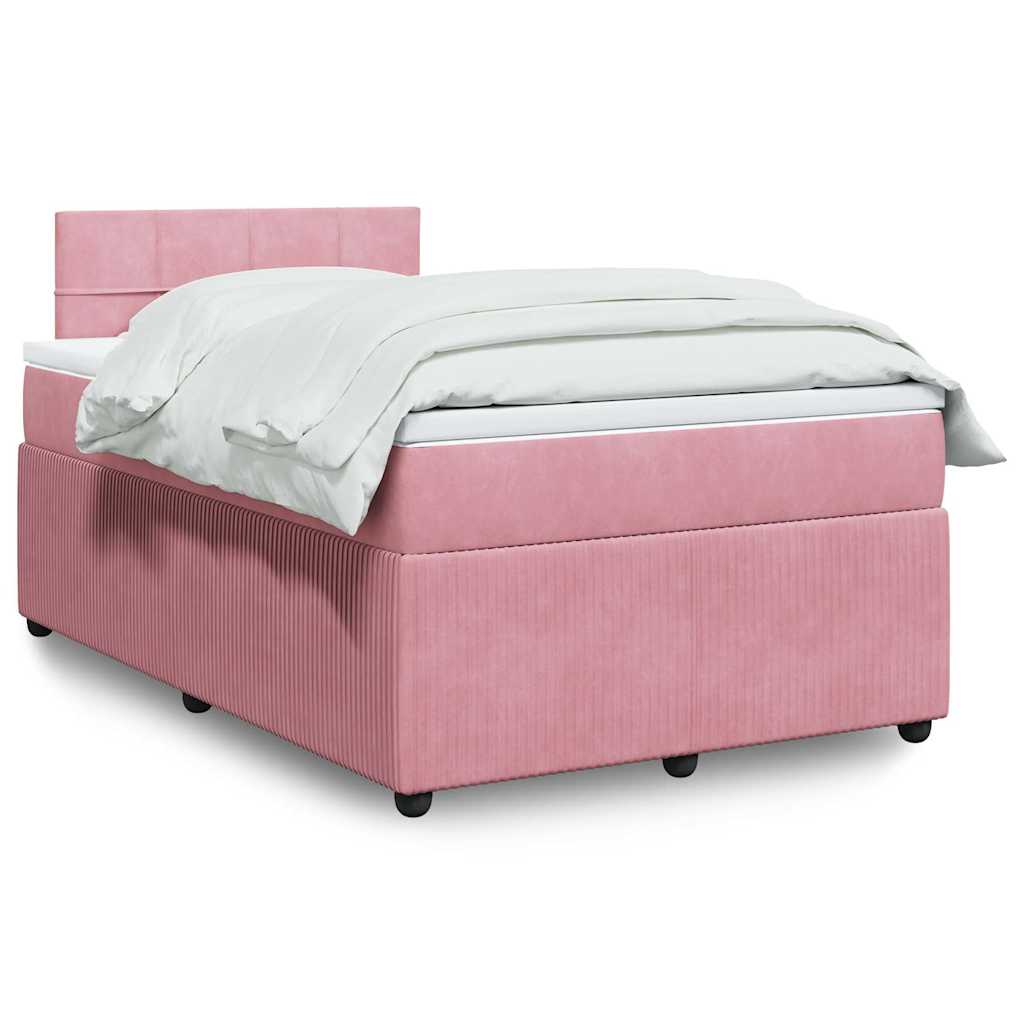 Boxspring met matras fluweel roze 120x200 cm – afbeelding 1