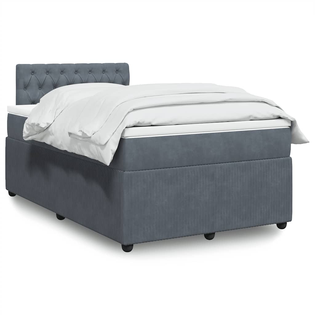 Boxspring met matras fluweel donkergrijs 120x200 cm – afbeelding 1