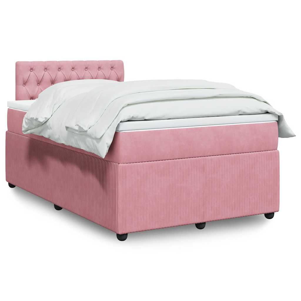 Boxspring met matras fluweel roze 120x200 cm – afbeelding 1