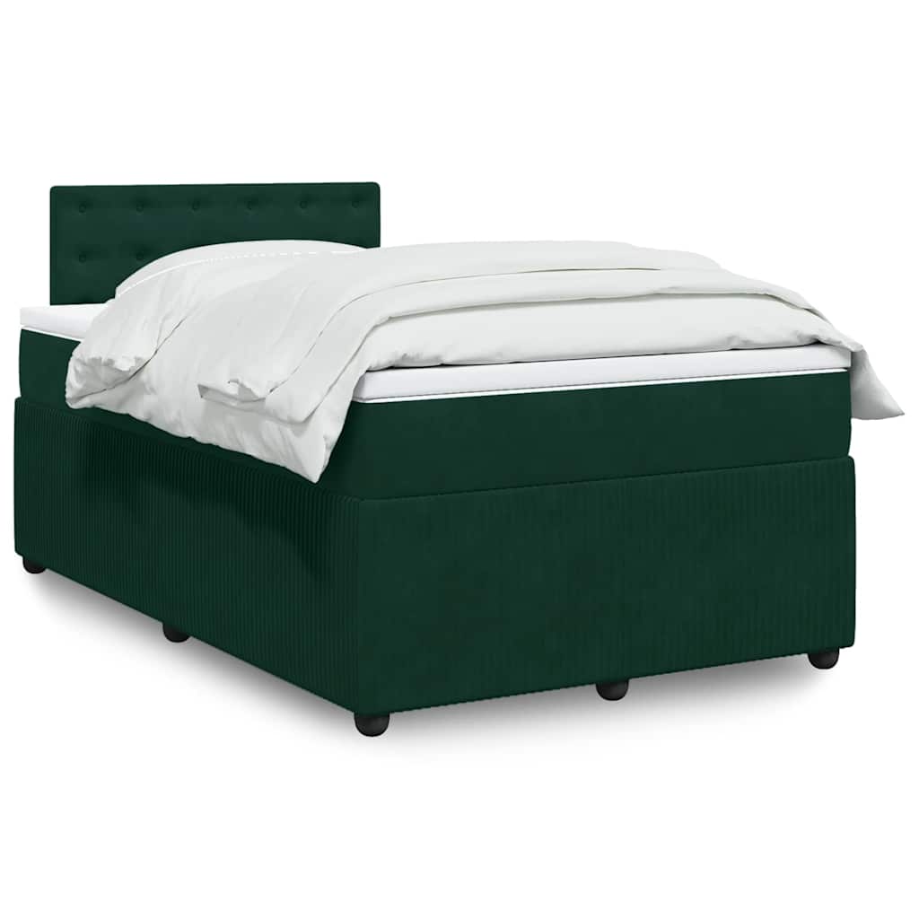 Boxspring met matras fluweel donkergroen 120x200 cm – afbeelding 1