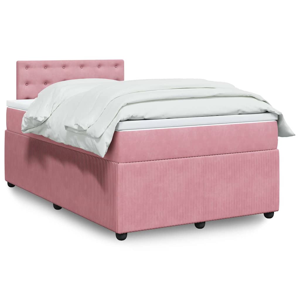 Boxspring met matras fluweel roze 120x200 cm – afbeelding 1