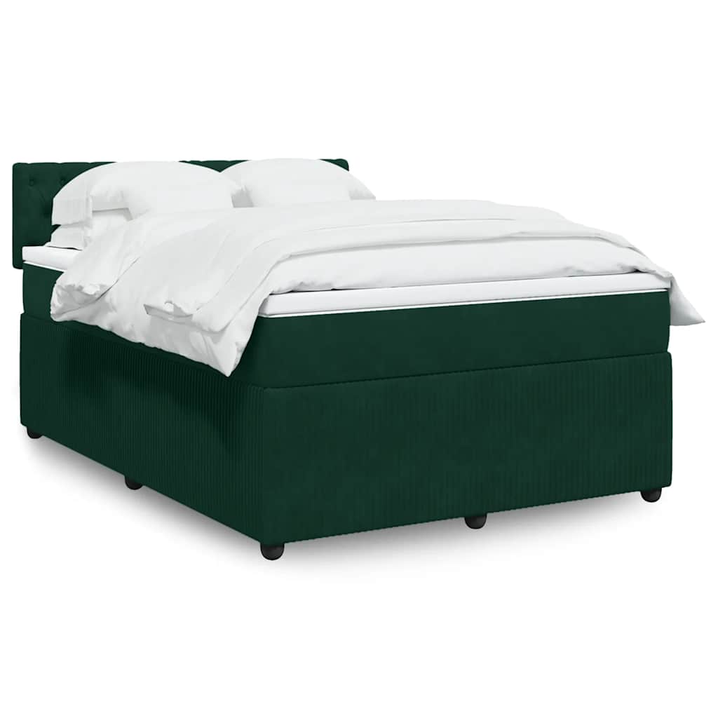 Boxspring met matras fluweel donkergroen 160x200 cm – afbeelding 1