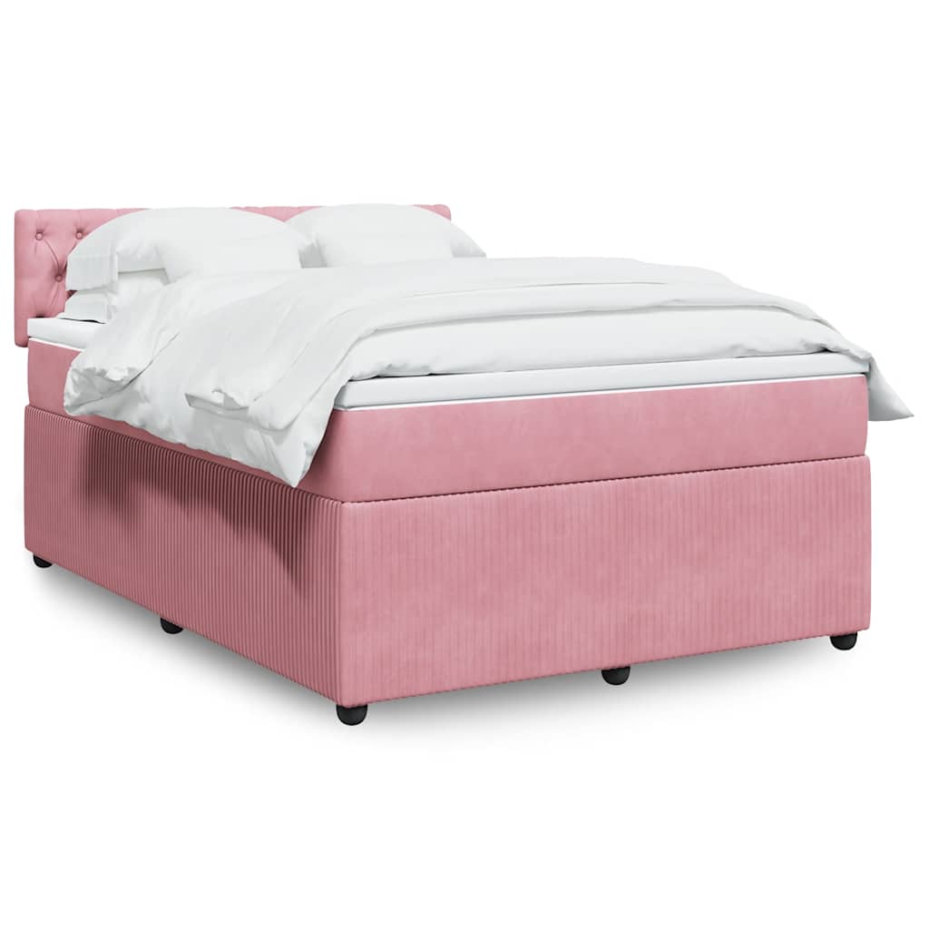 Boxspring met matras fluweel roze 160x200 cm – afbeelding 1