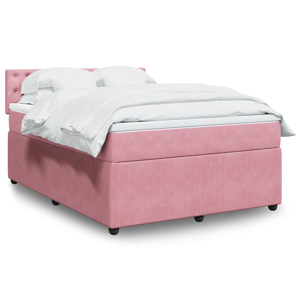 Boxspring met matras fluweel roze 160x200 cm – afbeelding 1