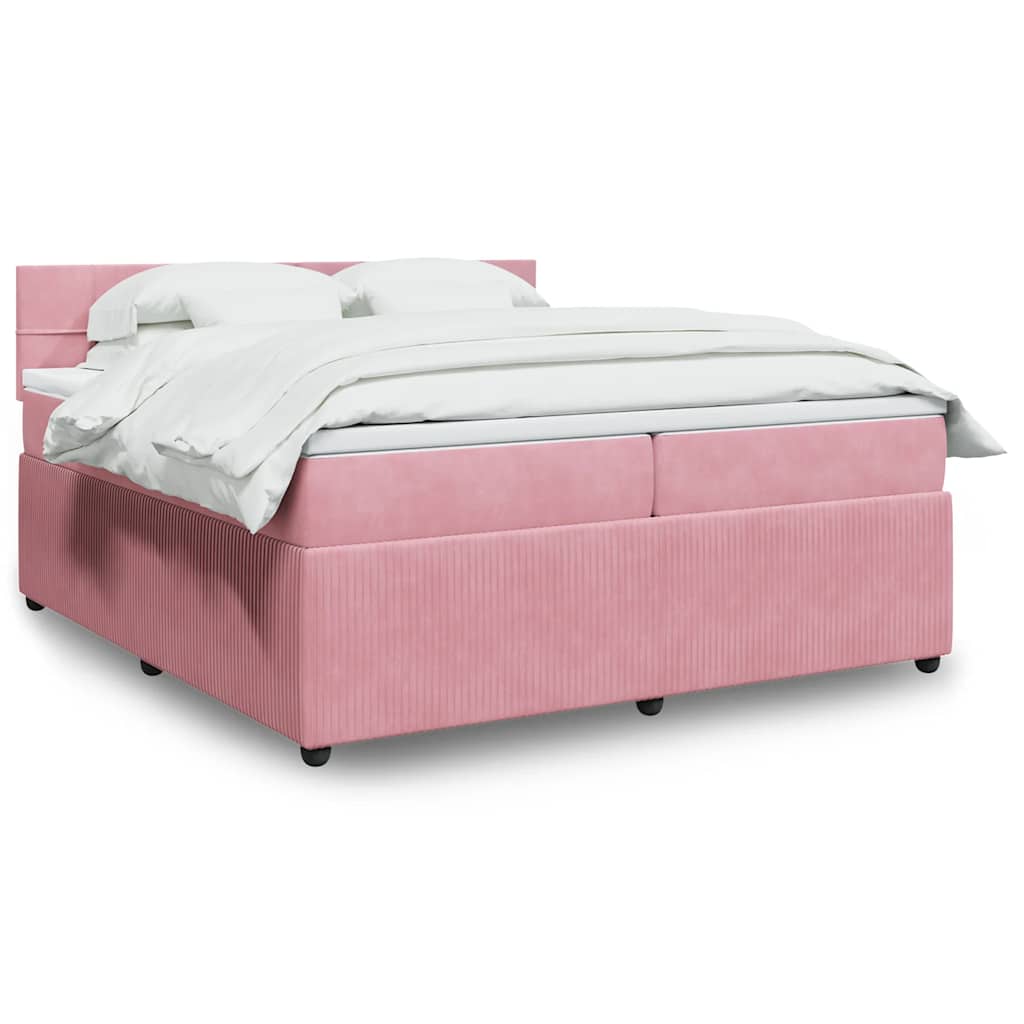 Boxspring met matras fluweel roze 200x200 cm – afbeelding 1