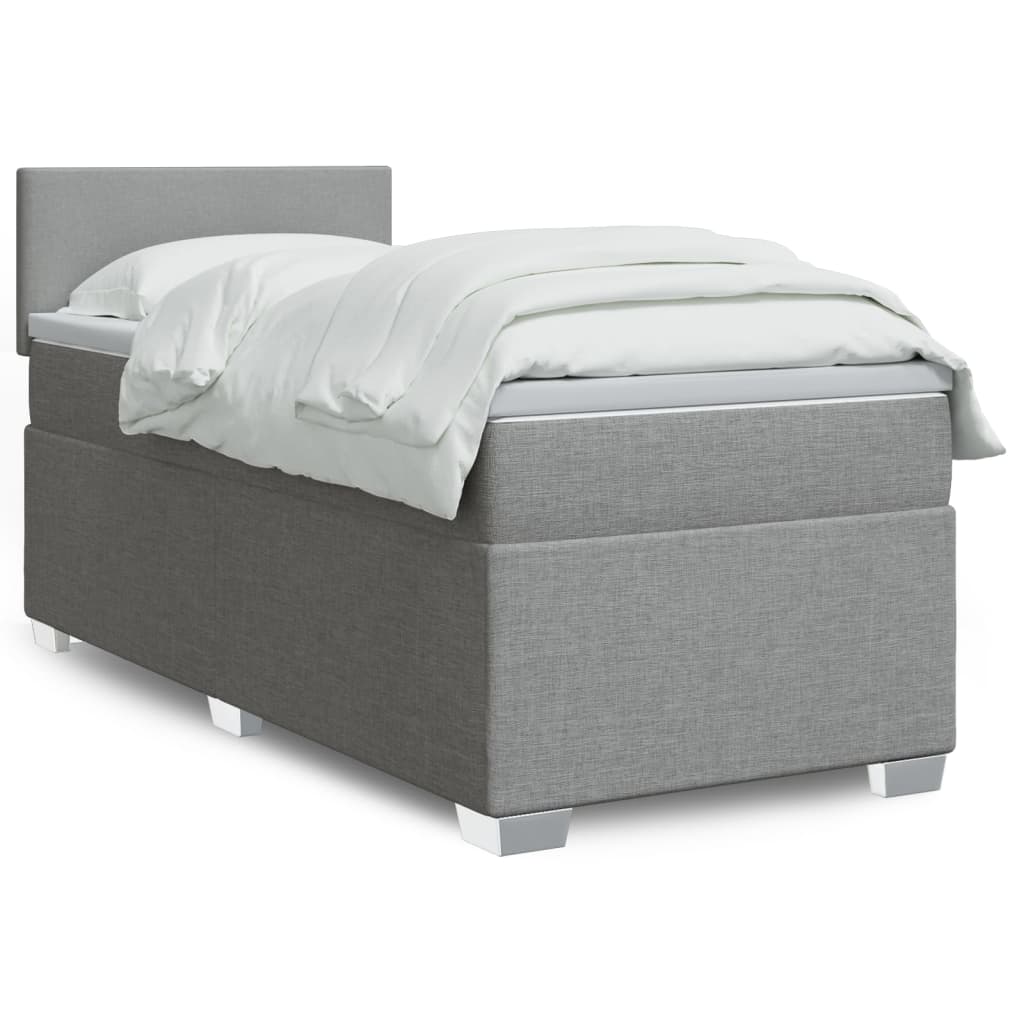 Boxspring met matras stof lichtgrijs 80x200 cm – afbeelding 1