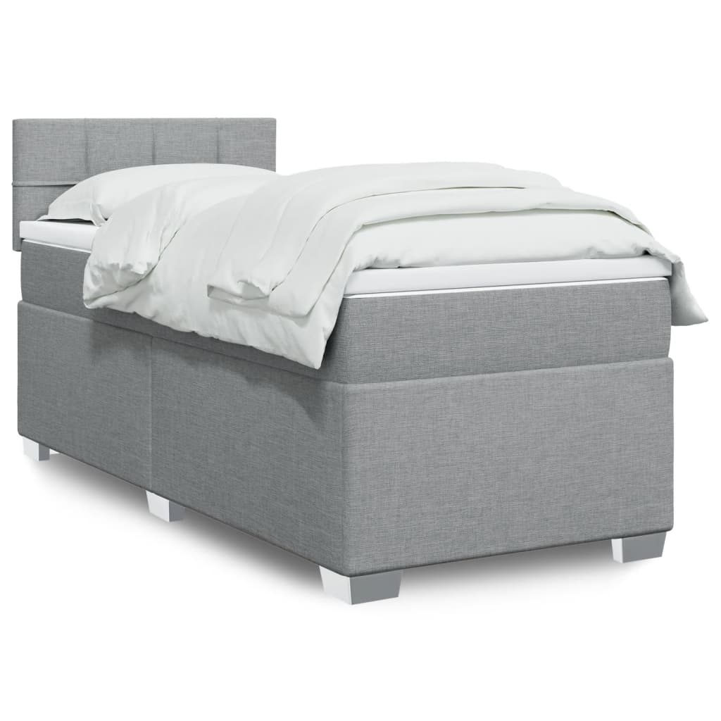 Boxspring met matras stof lichtgrijs 80x200 cm – afbeelding 1