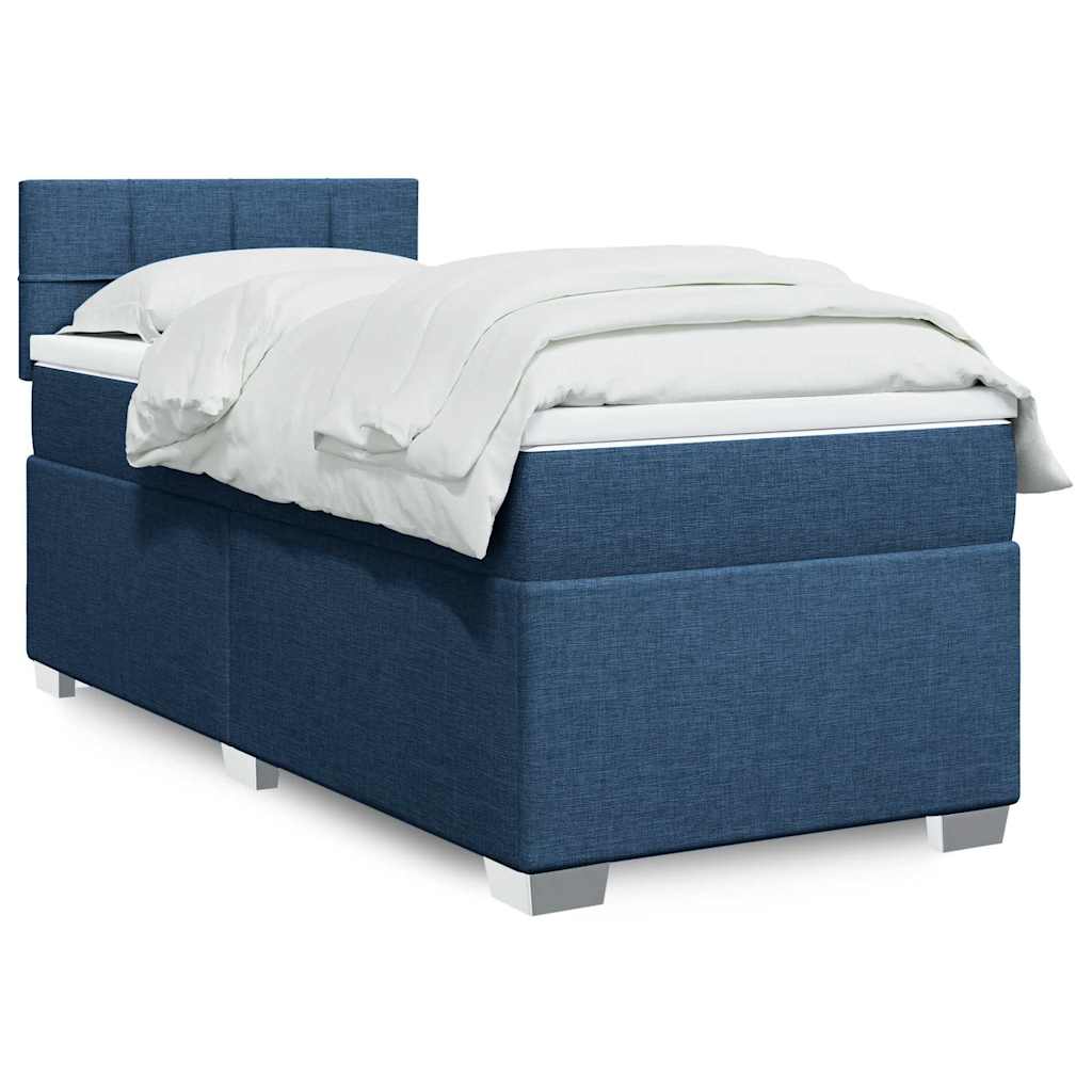 Boxspring met matras stof blauw 80x200 cm – afbeelding 1