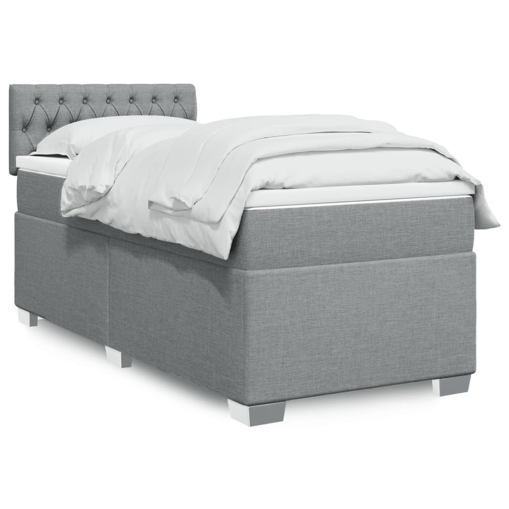 Boxspring met matras stof lichtgrijs 80x200 cm – afbeelding 1
