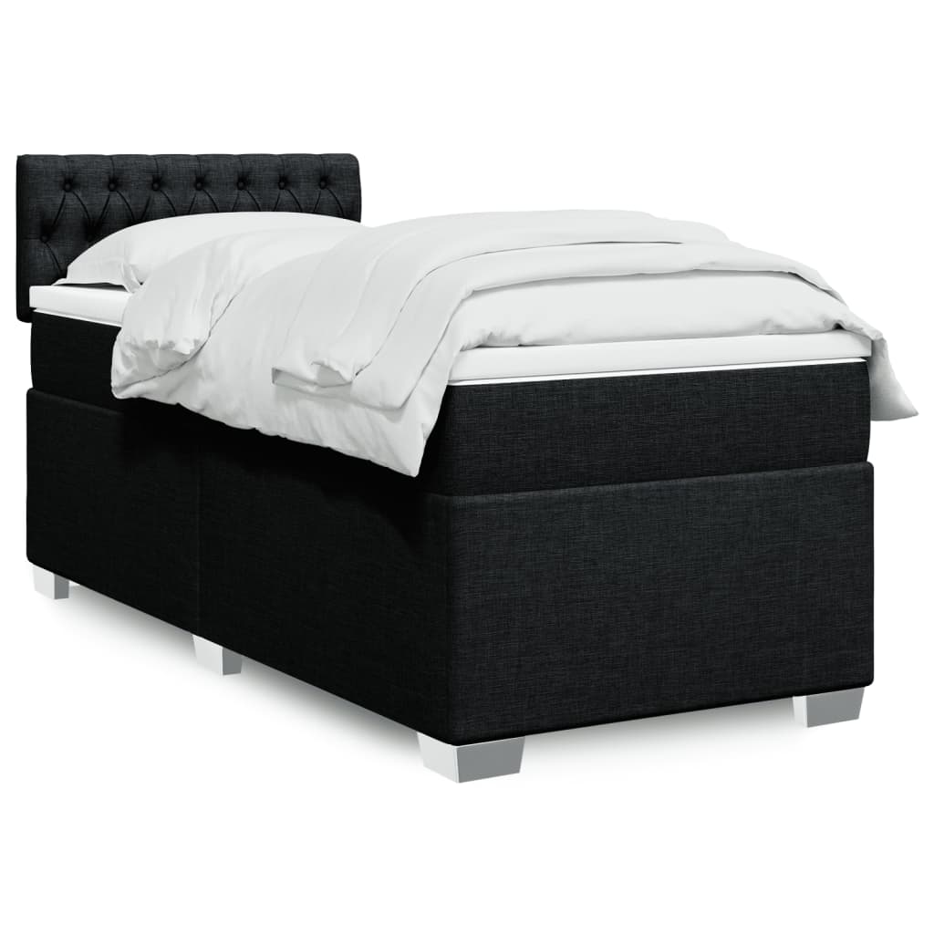 Boxspring met matras stof zwart 80x200 cm – afbeelding 1