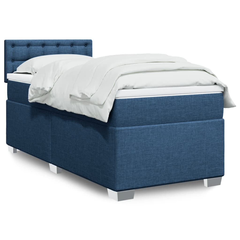 Boxspring met matras stof blauw 80x200 cm – afbeelding 1