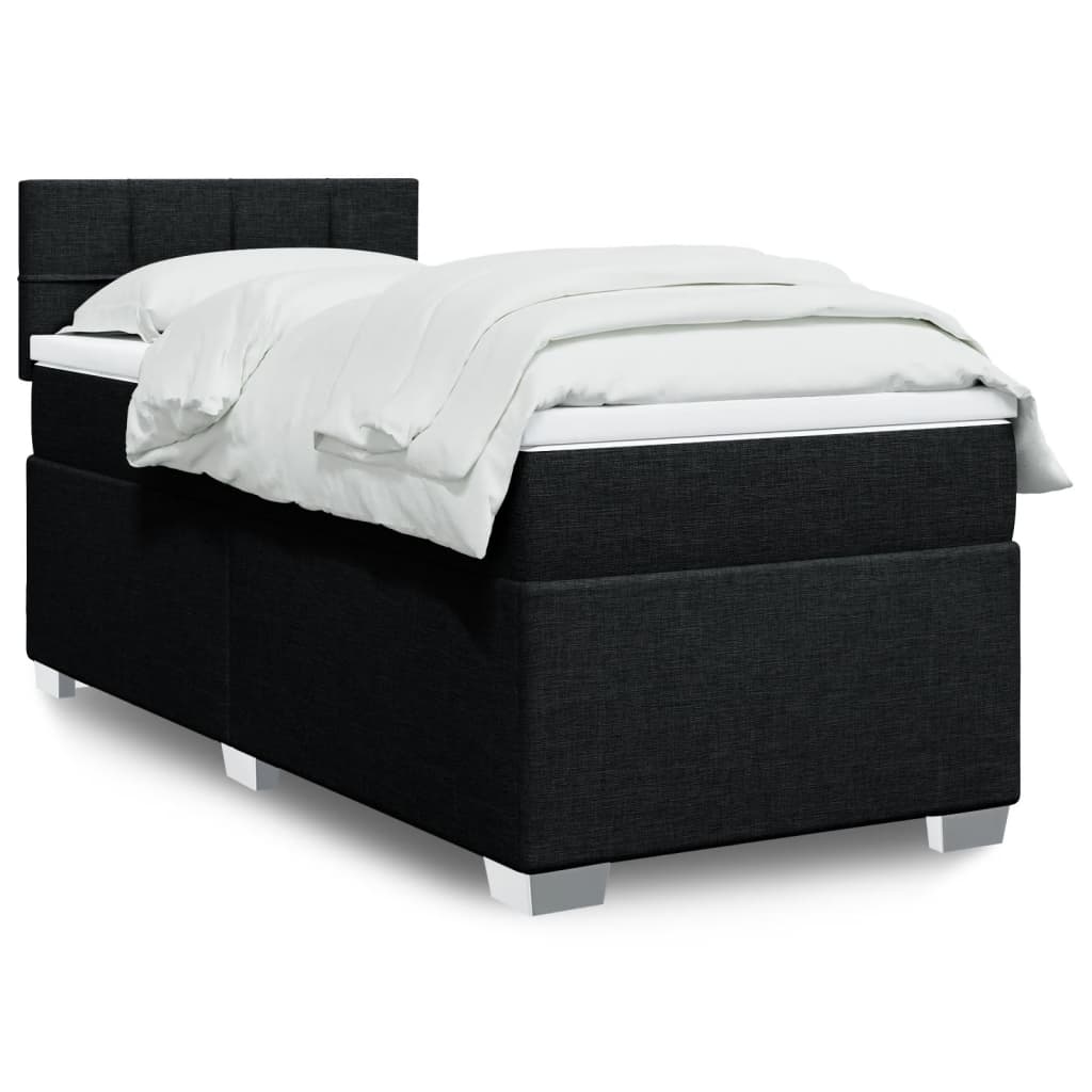 Boxspring met matras stof zwart 90x190 cm – afbeelding 1