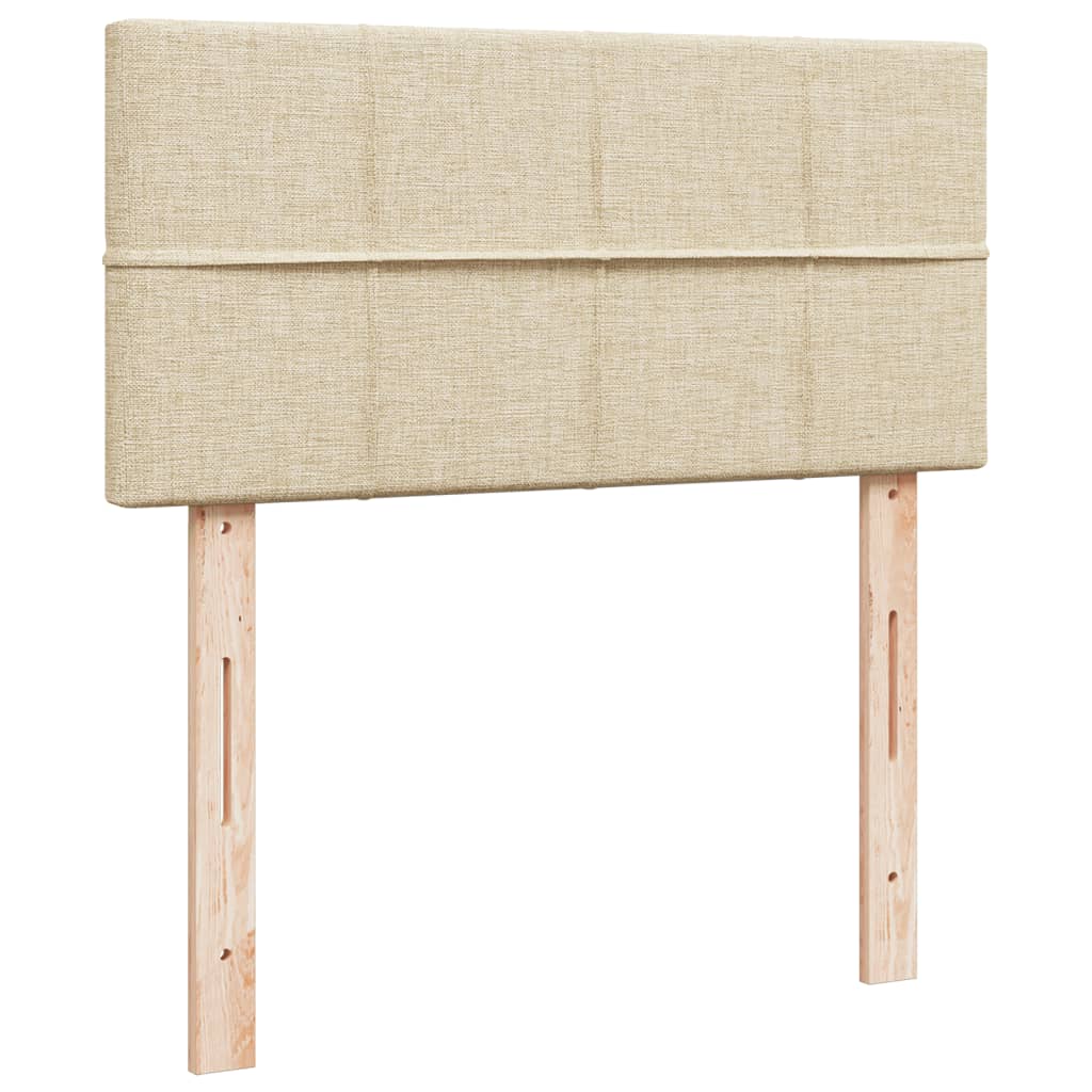 Boxspring met matras stof crèmekleurig 90x190 cm – afbeelding 7