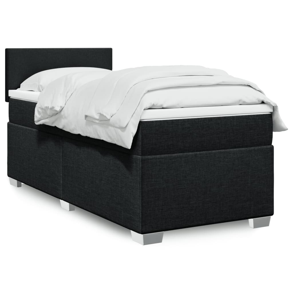 Boxspring met matras stof zwart 90x200 cm – afbeelding 1