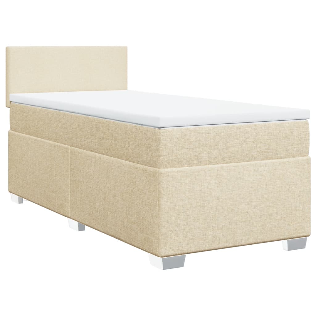 Boxspring met matras stof crèmekleurig 90x200 cm – afbeelding 3