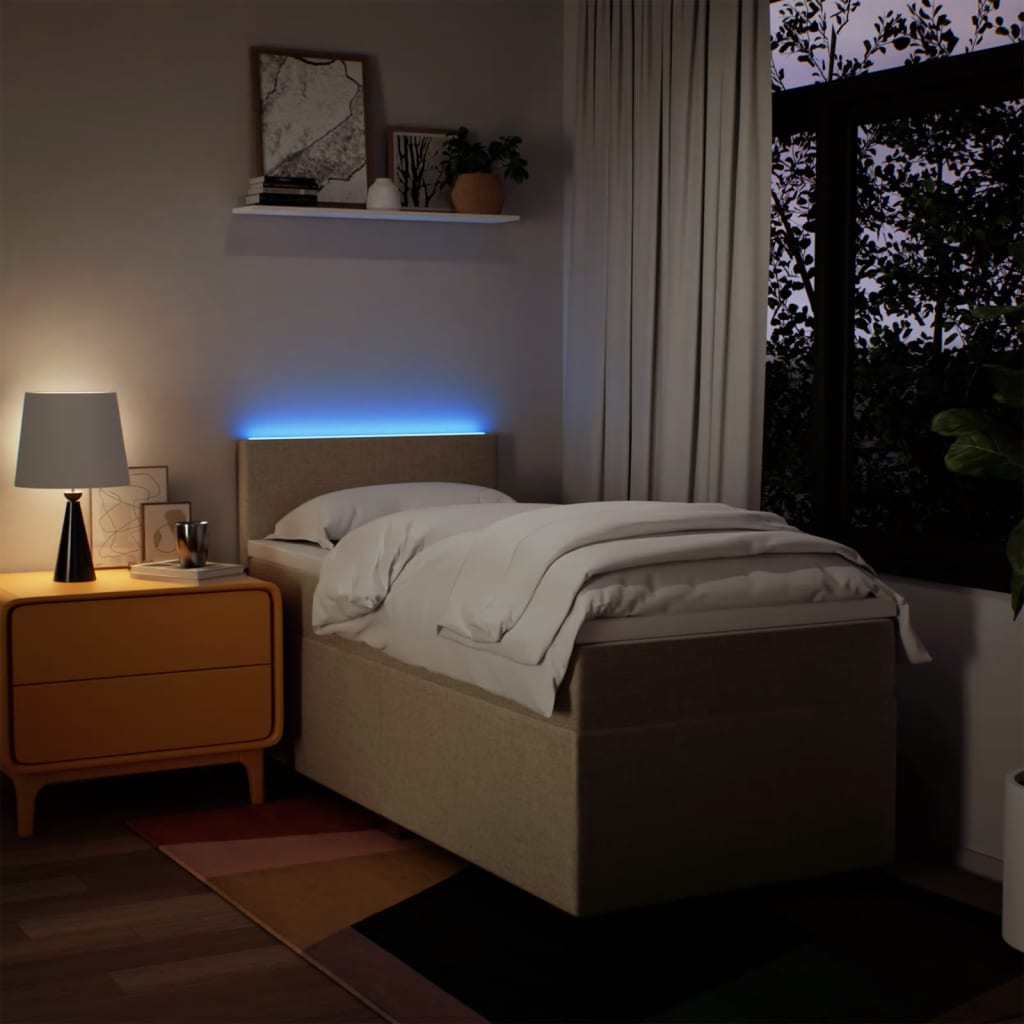 Boxspring met matras stof crèmekleurig 90x200 cm – afbeelding 5