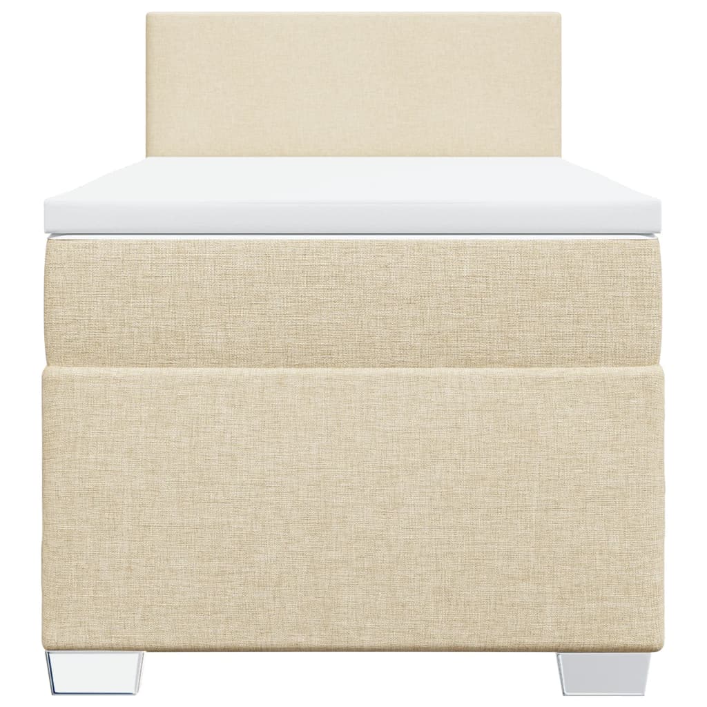 Boxspring met matras stof crèmekleurig 90x200 cm – afbeelding 6