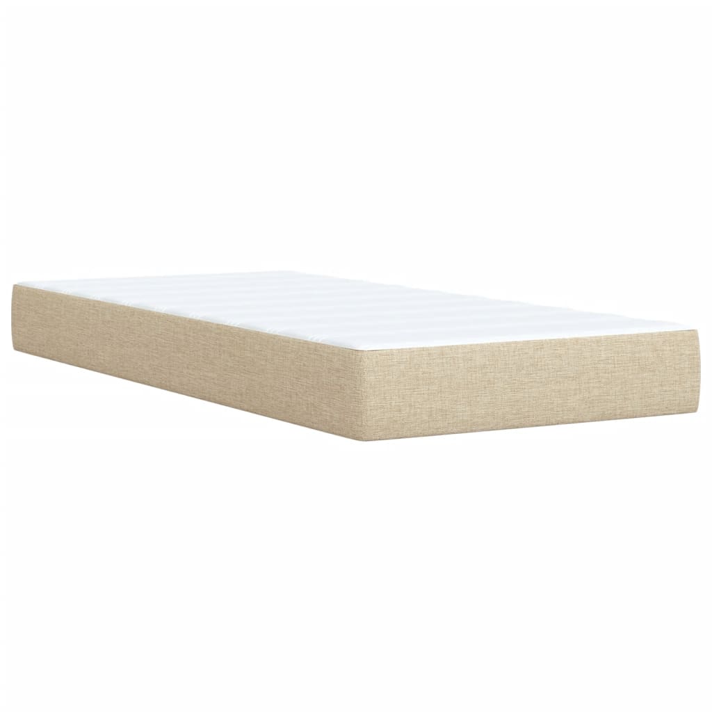 Boxspring met matras stof crèmekleurig 90x200 cm – afbeelding 9