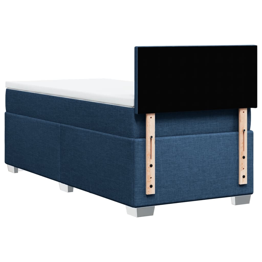 Boxspring met matras stof blauw 90x200 cm – afbeelding 12