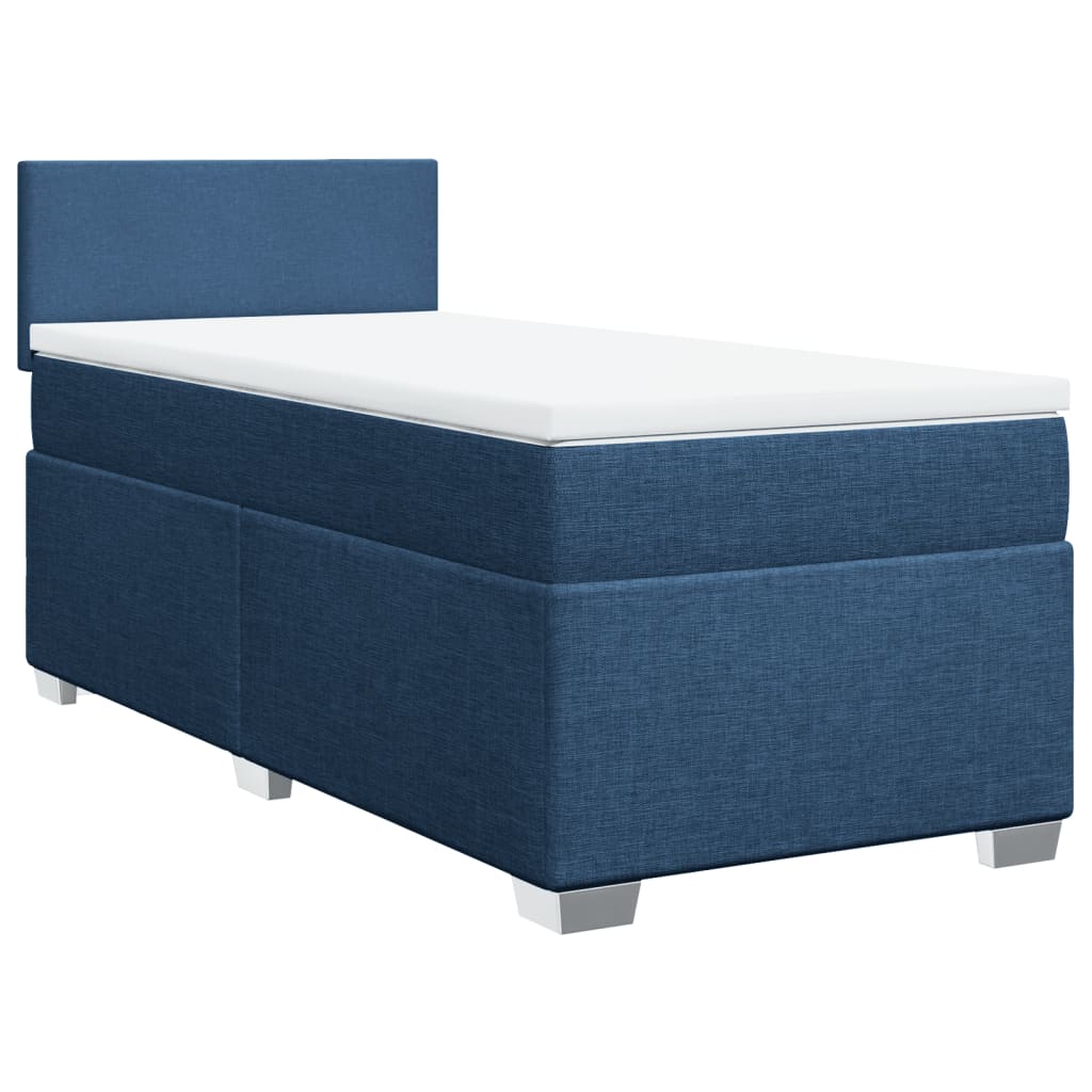 Boxspring met matras stof blauw 90x200 cm – afbeelding 3