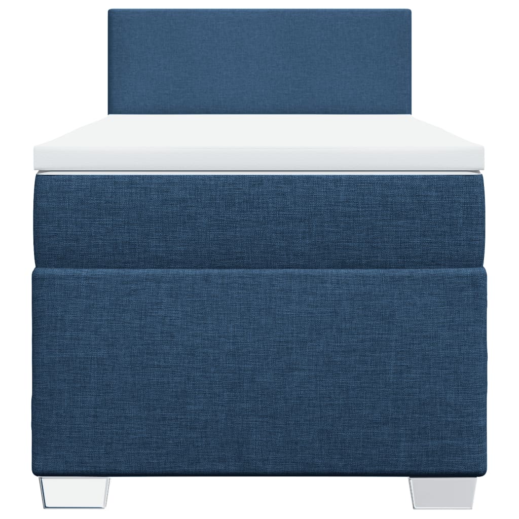 Boxspring met matras stof blauw 90x200 cm – afbeelding 6